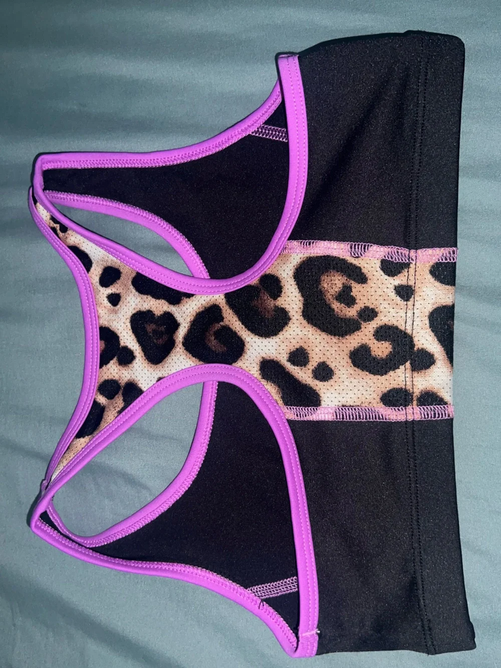 Justice Black Sports Bra with Bright Purple Trim